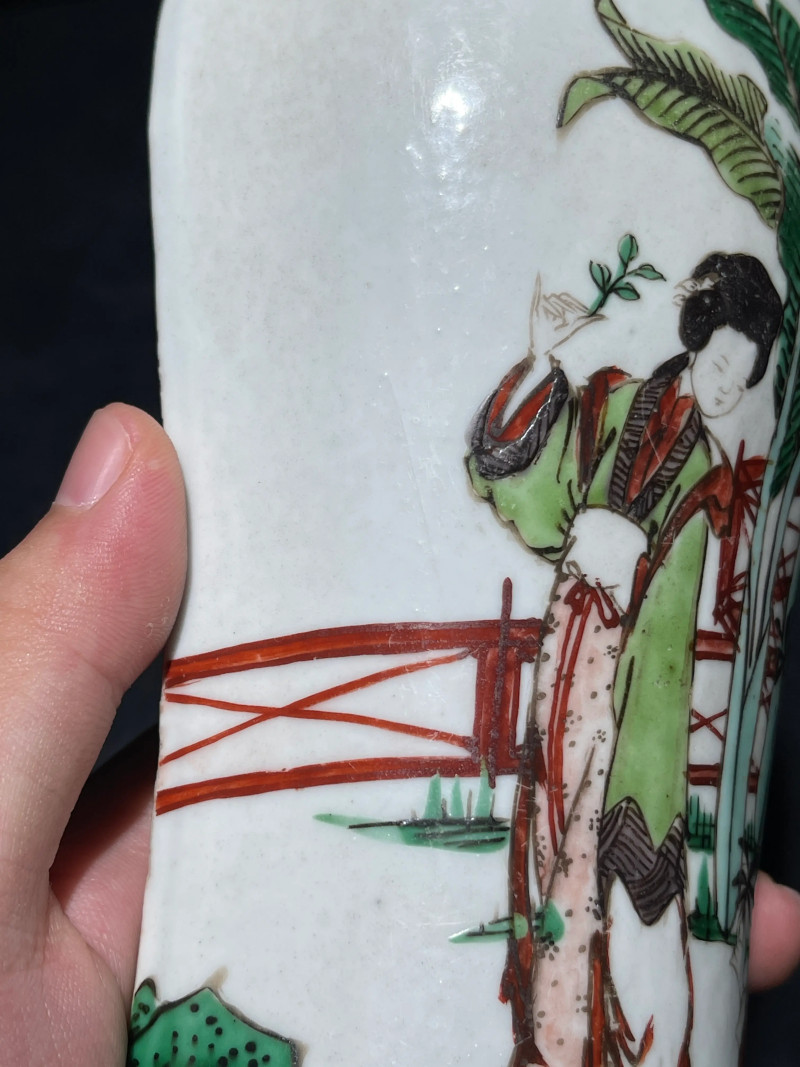 清早期 五彩折桂图壁瓶 - 图9