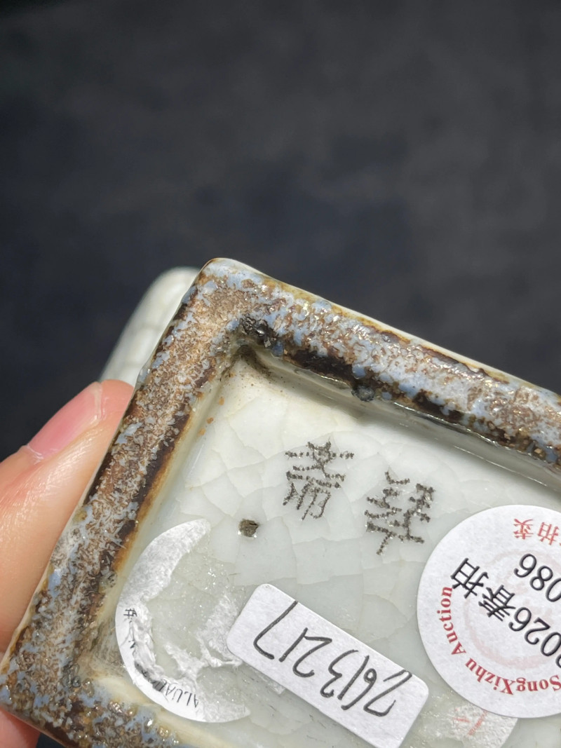 清乾隆 哥釉花卉耳扁瓶 - 图8
