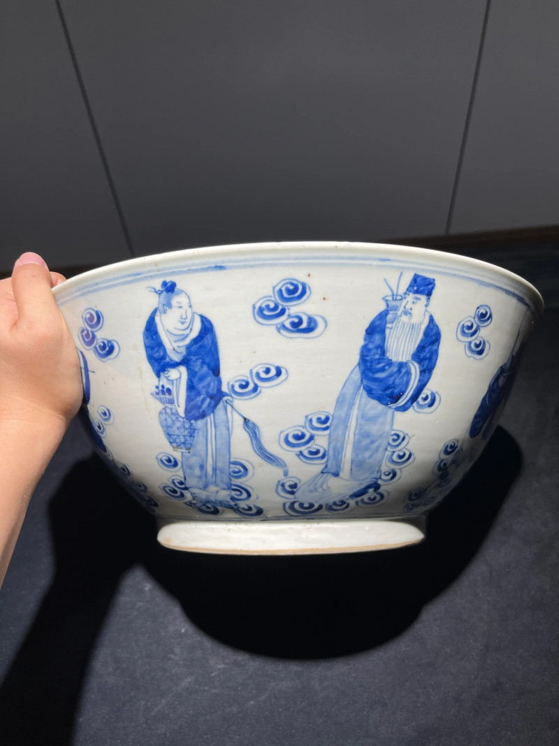 清晚期 青花八仙纹大碗 - 图5