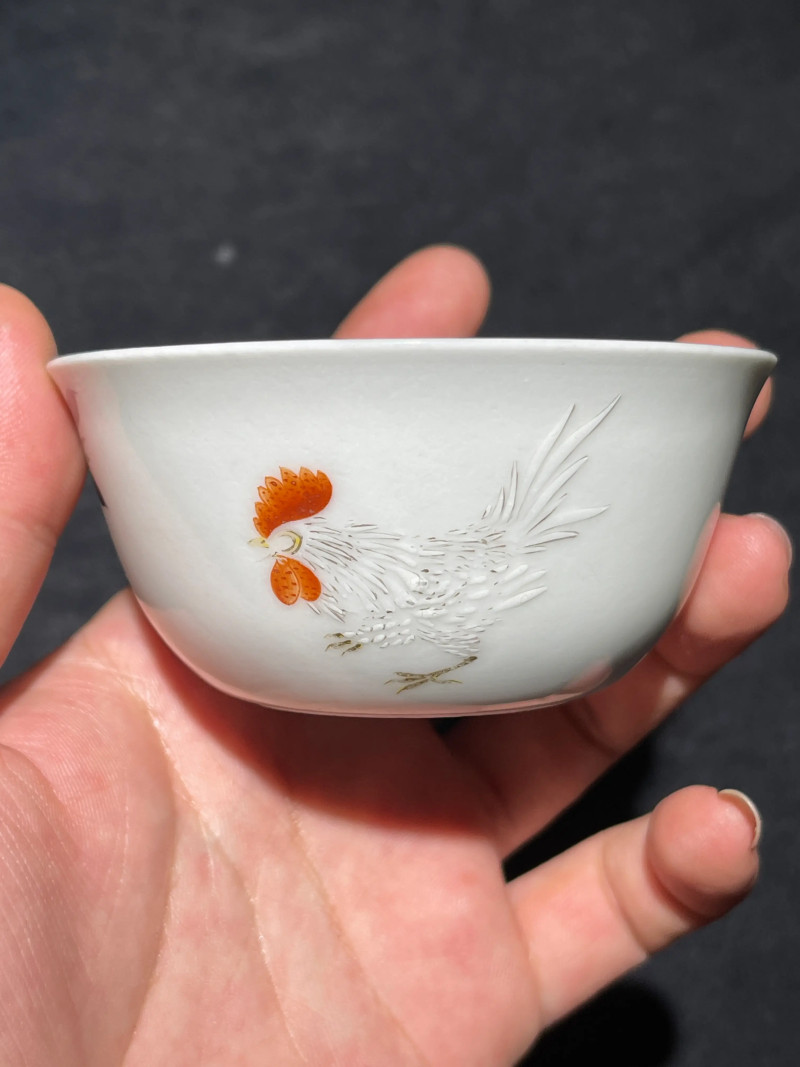 清晚期 粉彩大吉图卧足杯 - 图2
