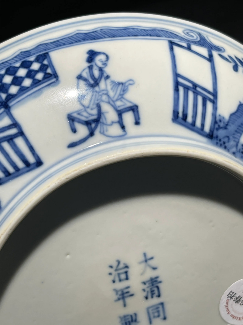 清同治 青花岁寒三友纹盘 - 图12