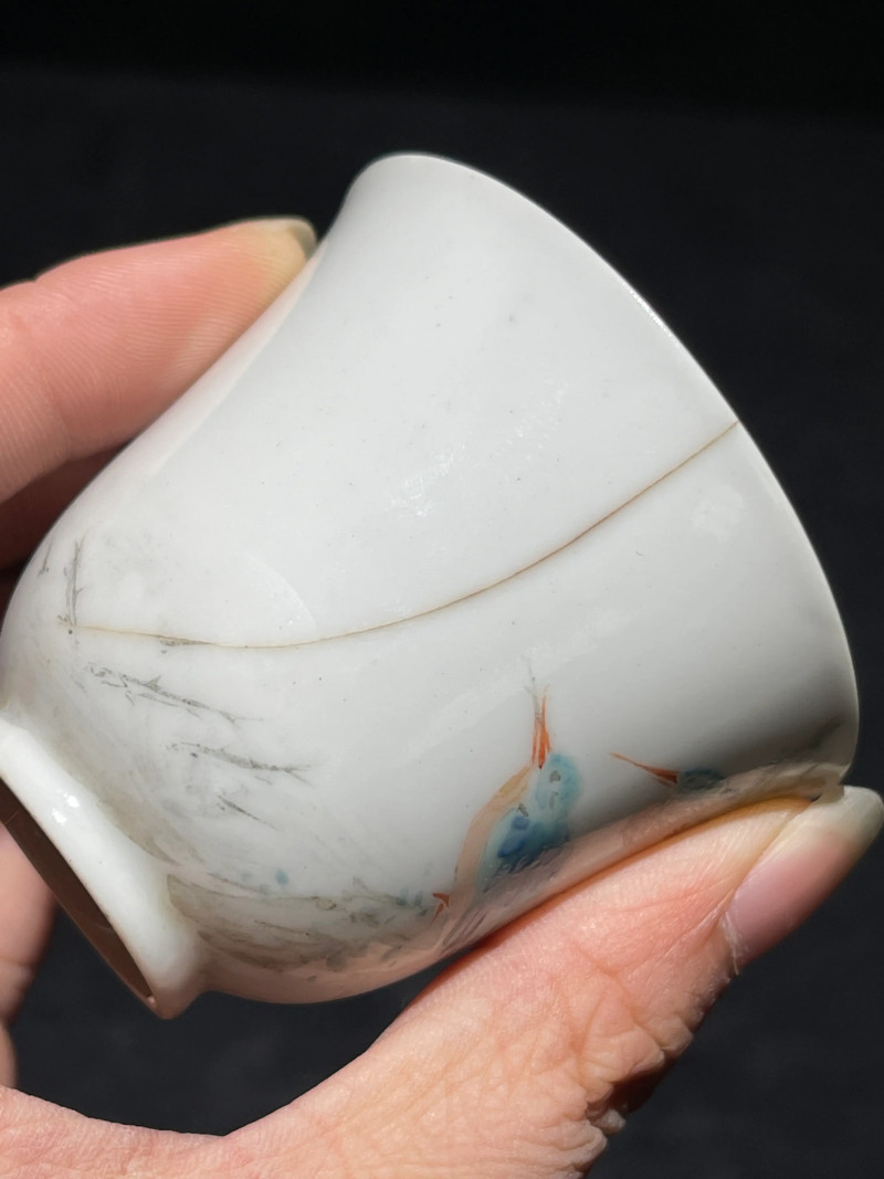 清光绪 浅绛彩花鸟纹杯一组三只 - 图29