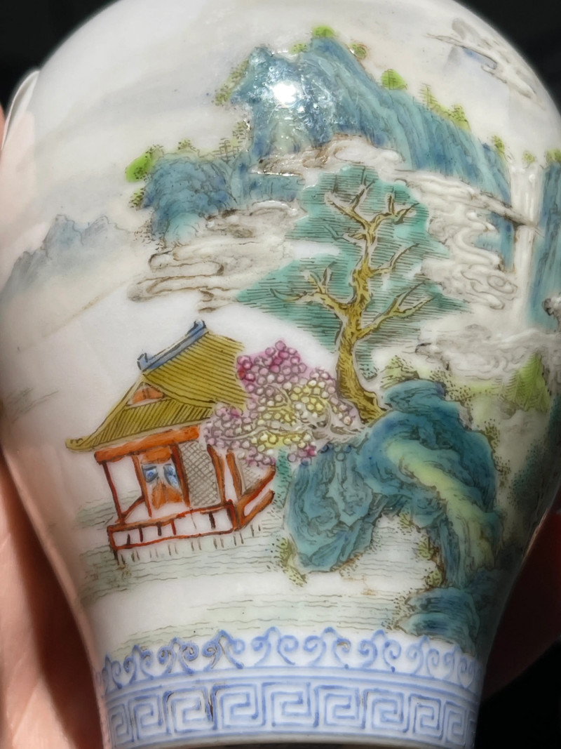 民国 粉彩山水纹梅瓶 - 图7