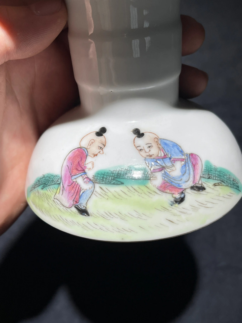 民国 粉彩竹林七贤纹皮灯一对 - 图29