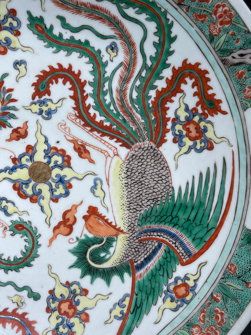 清晚期 五彩凤纹大盘 - 图3