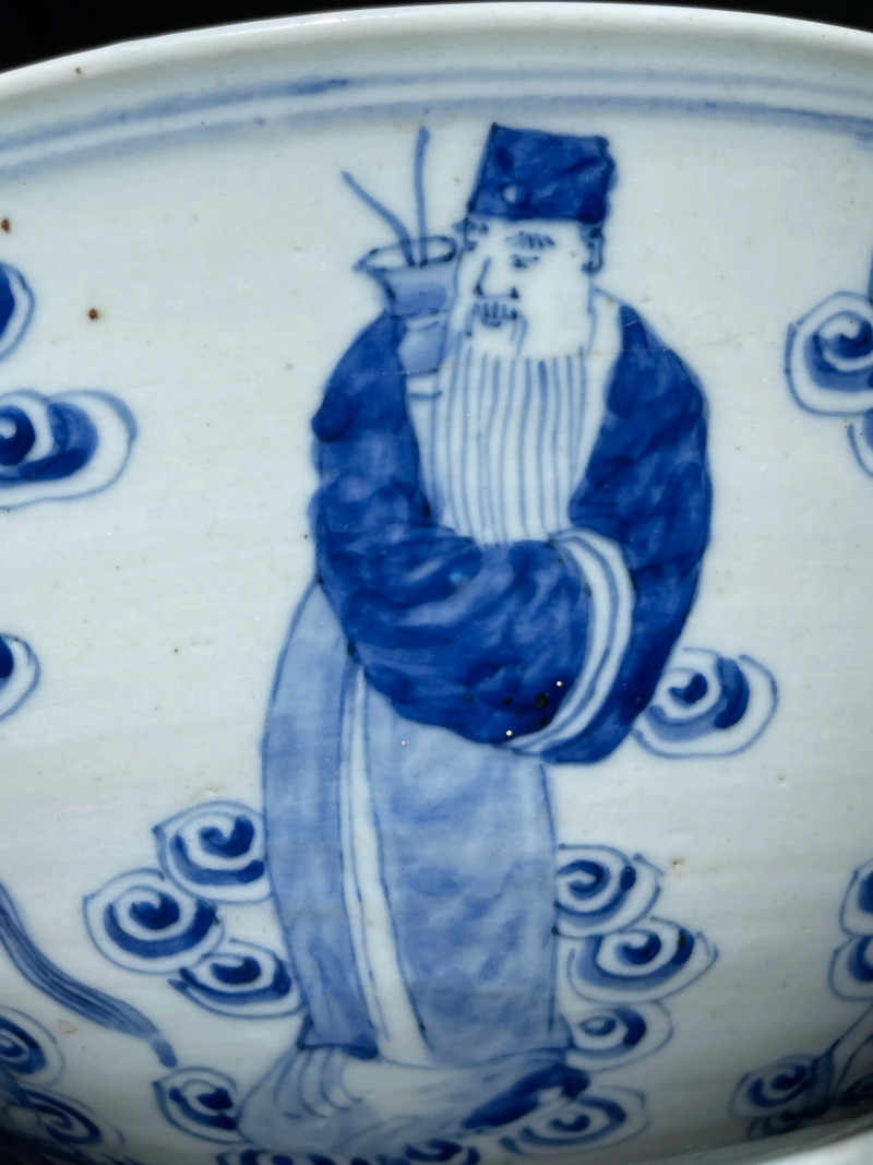 清晚期 青花八仙纹大碗 - 图7