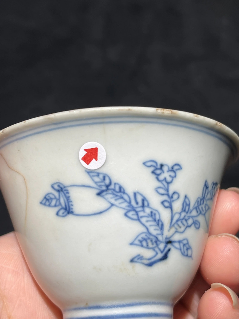 清雍正 青花淡描折枝瑞果纹杯 - 图12