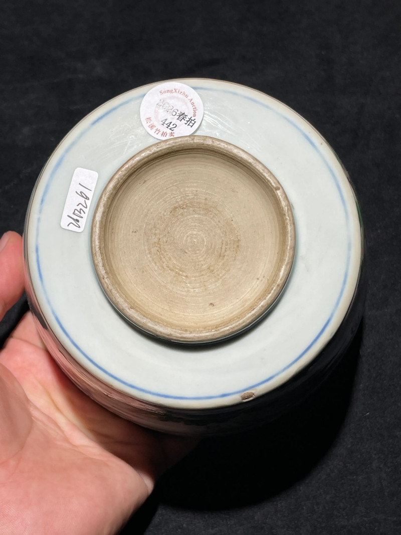 明晚期 青花五彩山水花鸟纹筒式炉 - 图9