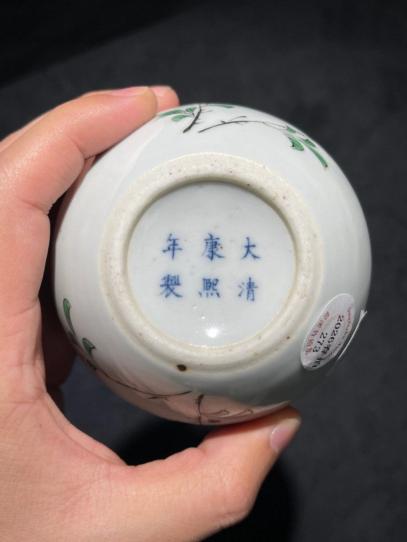 清光绪 仿康熙釉里红加五彩花卉纹苹果尊 - 图11