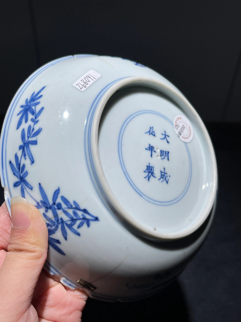 清康熙 青花花鸟纹盘 - 图8