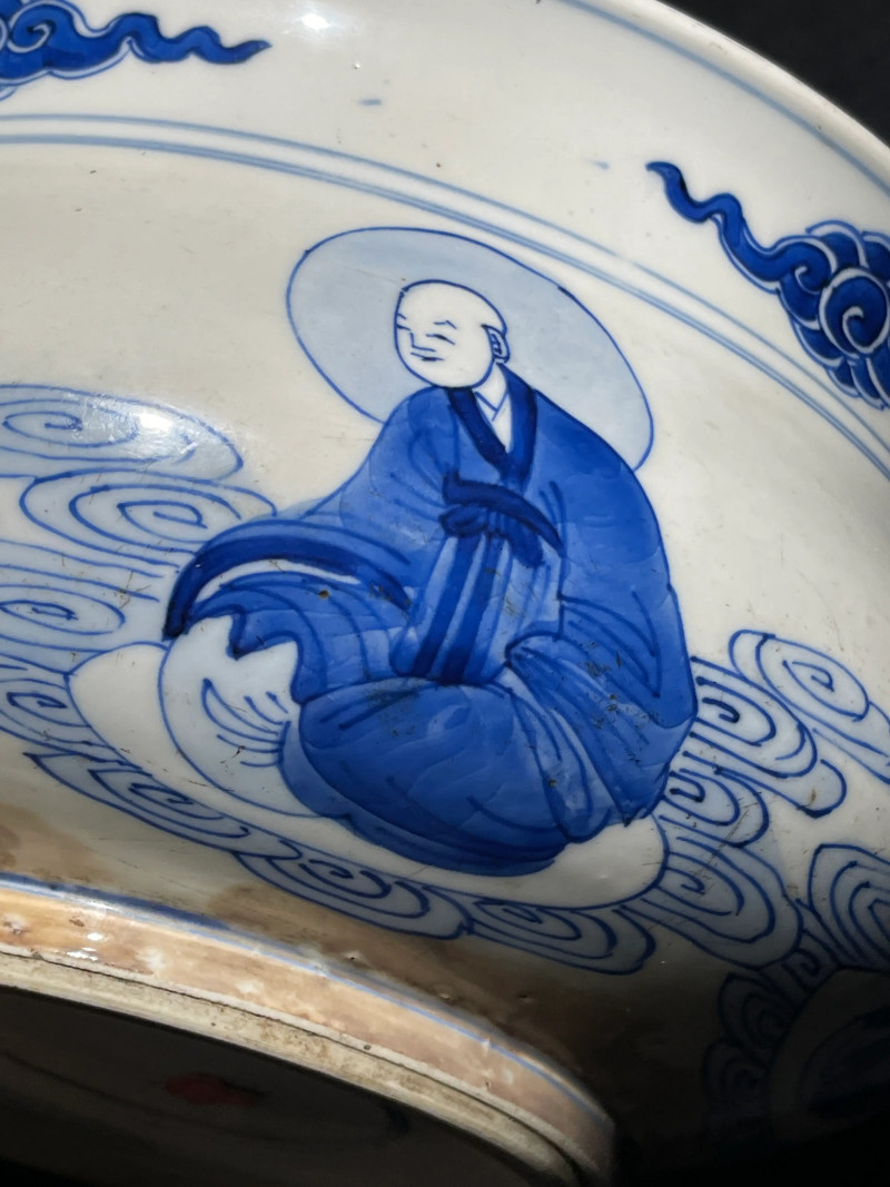 清康熙 青花罗汉纹香炉 - 图8