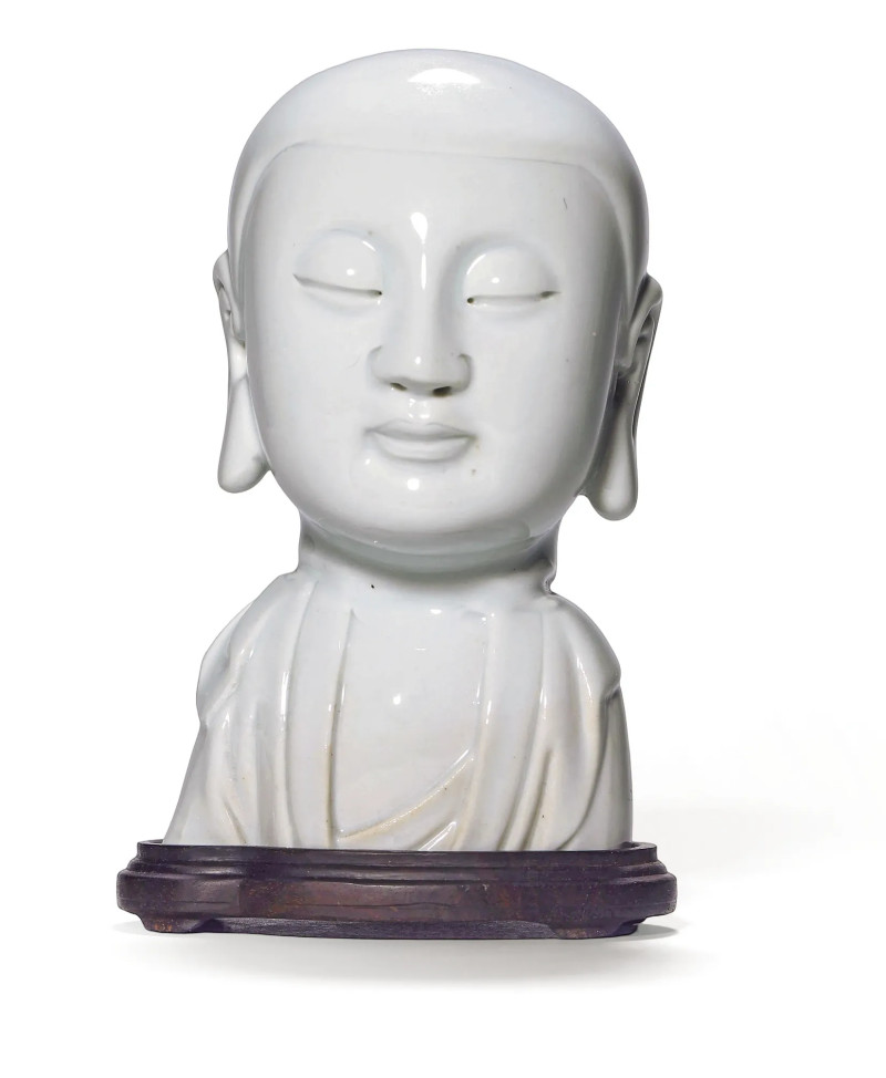 清代 白釉佛头瓷塑