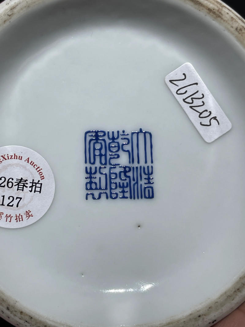 民国 珐琅彩夔凤开光花鸟纹象耳瓶 - 图16