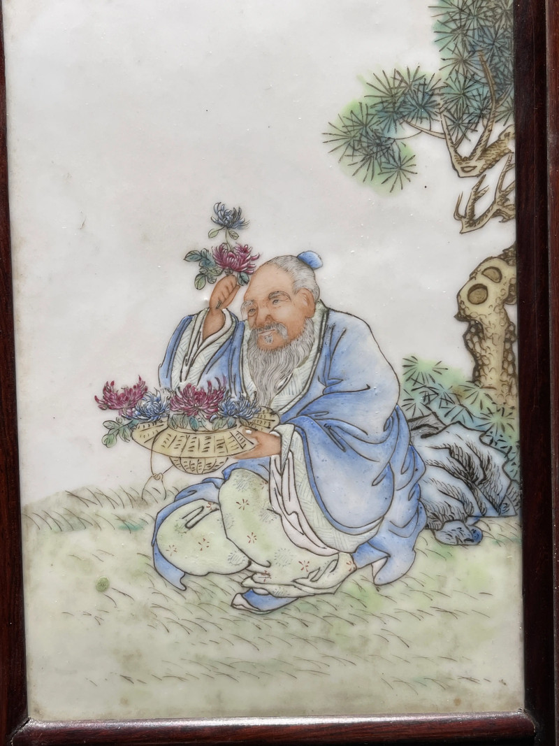 民国 粉彩人物纹瓷板一组四件 - 图11