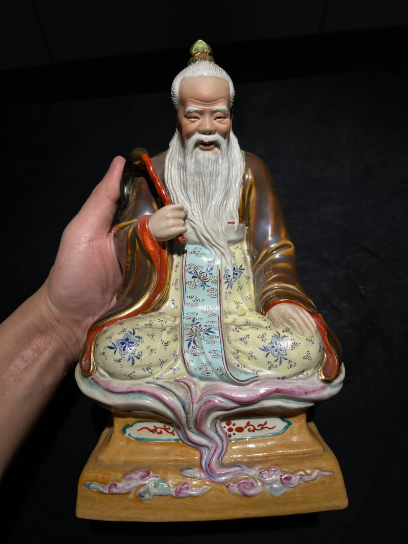 建国后 粉彩太上老君瓷塑 - 图2