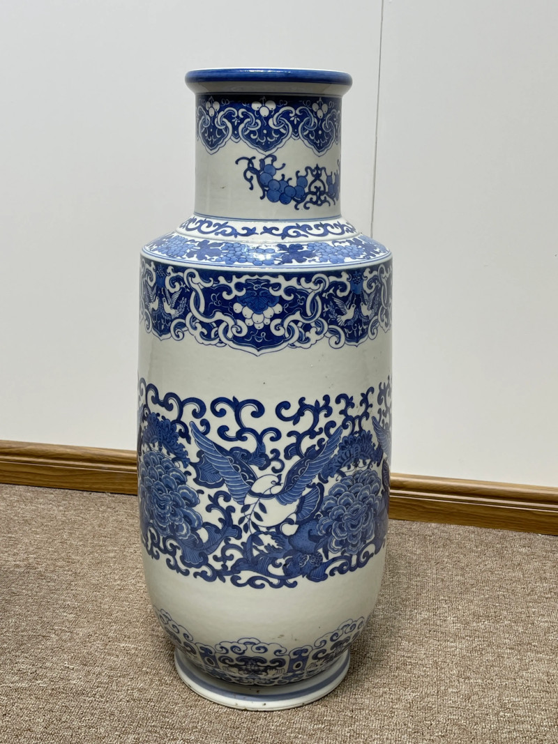 50年代 青花和平鸽纹大棒槌瓶 - 图2
