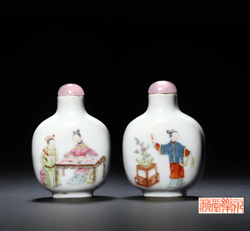 清道光 粉彩人物故事纹鼻烟壶
