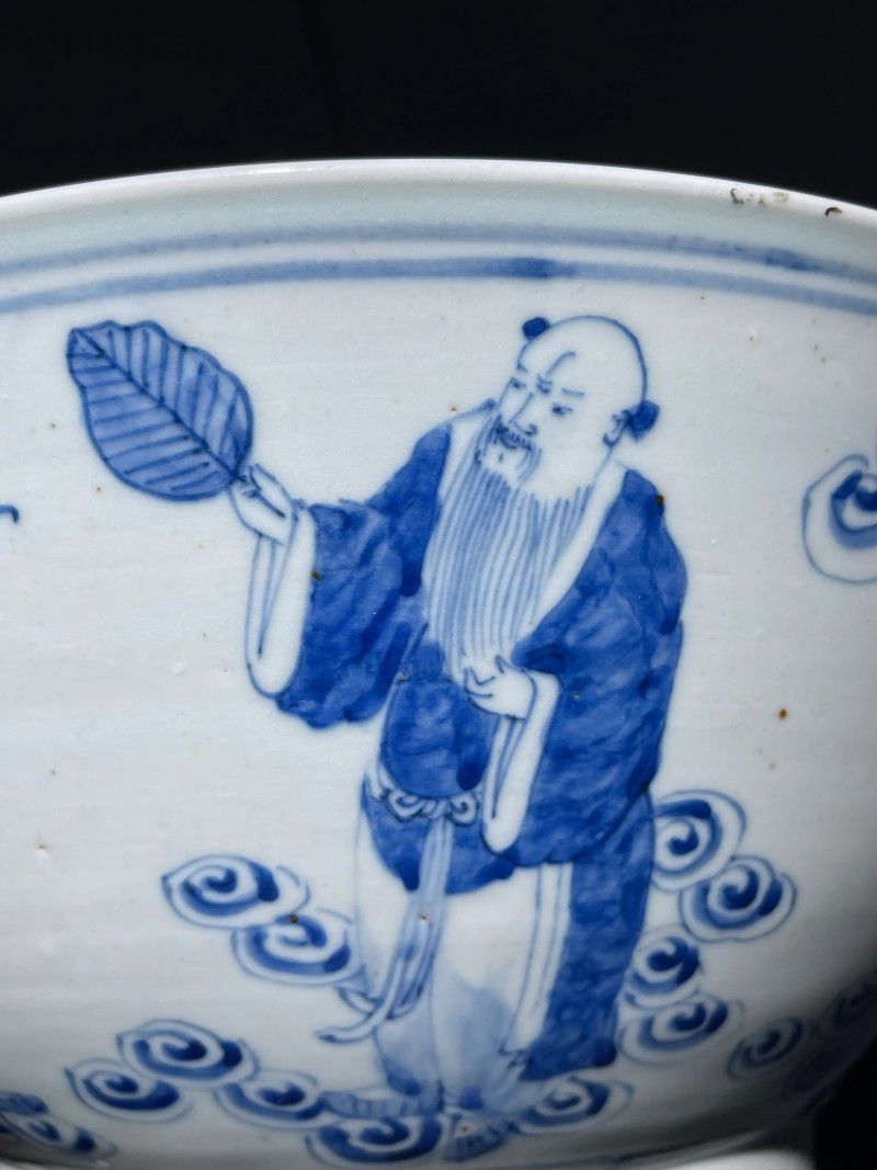 清晚期 青花八仙纹大碗 - 图9