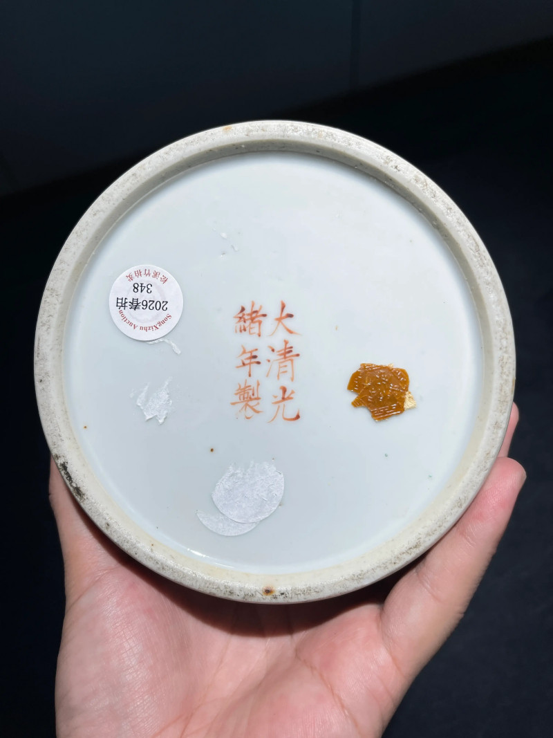 清光绪 粉彩苍龙教子纹帽筒 - 图14