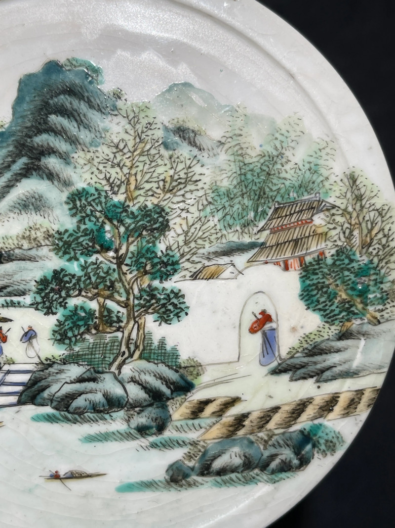 清中期 仿定加彩山水纹砚滴 - 图4