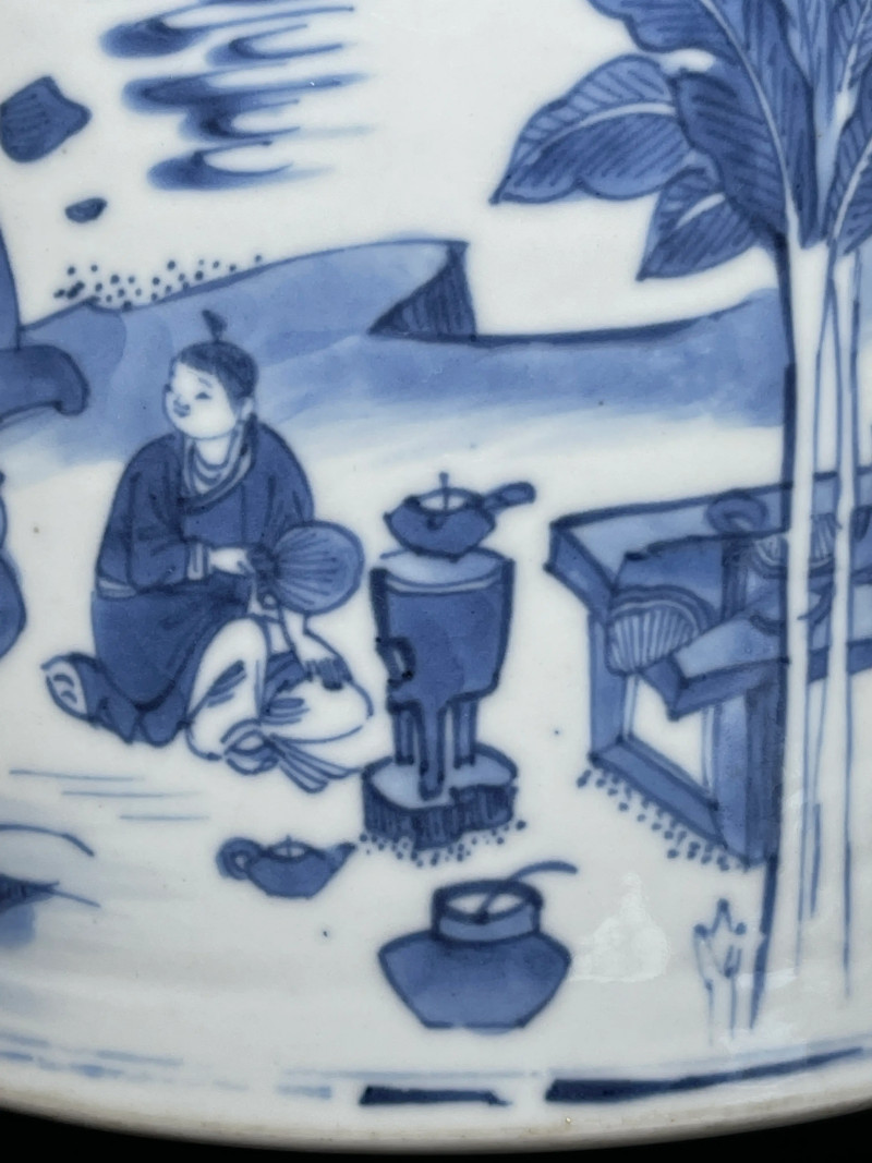 清康熙 青花竹林七贤纹笔筒 - 图7