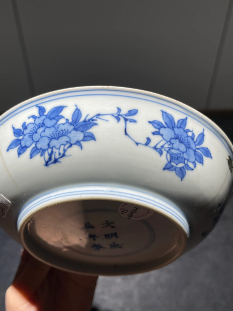 清康熙 青花花鸟纹盘 - 图10