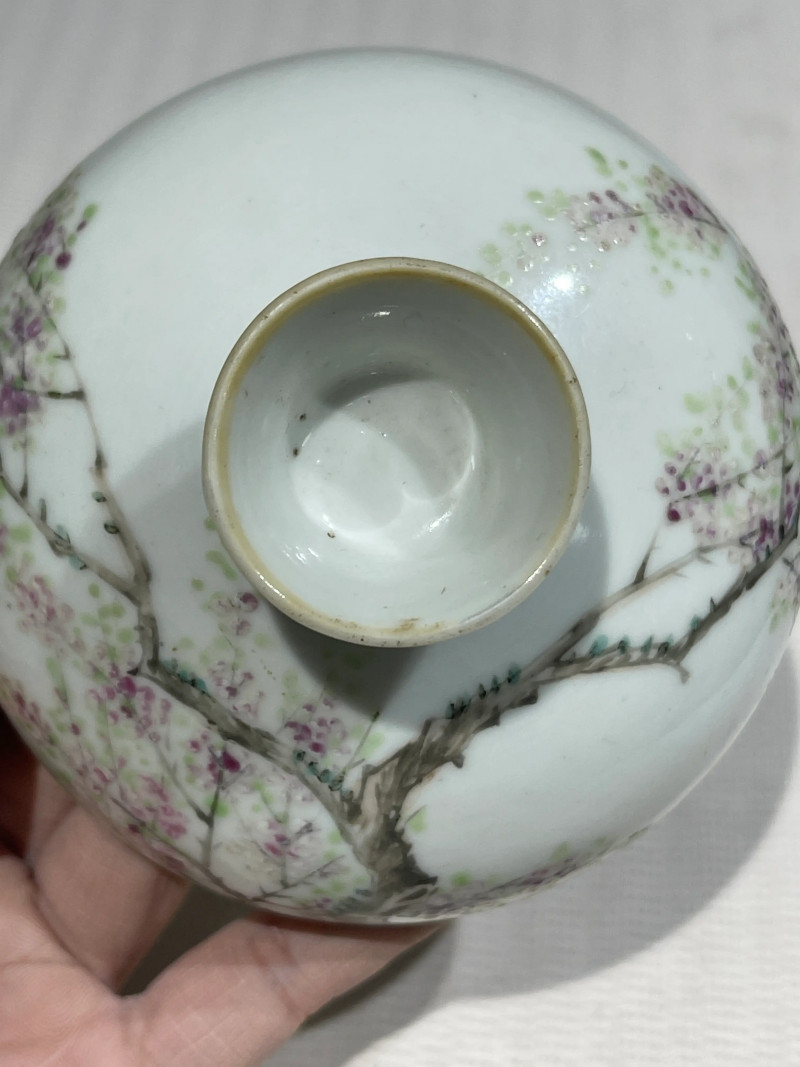 清晚期 浅绛彩盖、托一组八件 - 图4