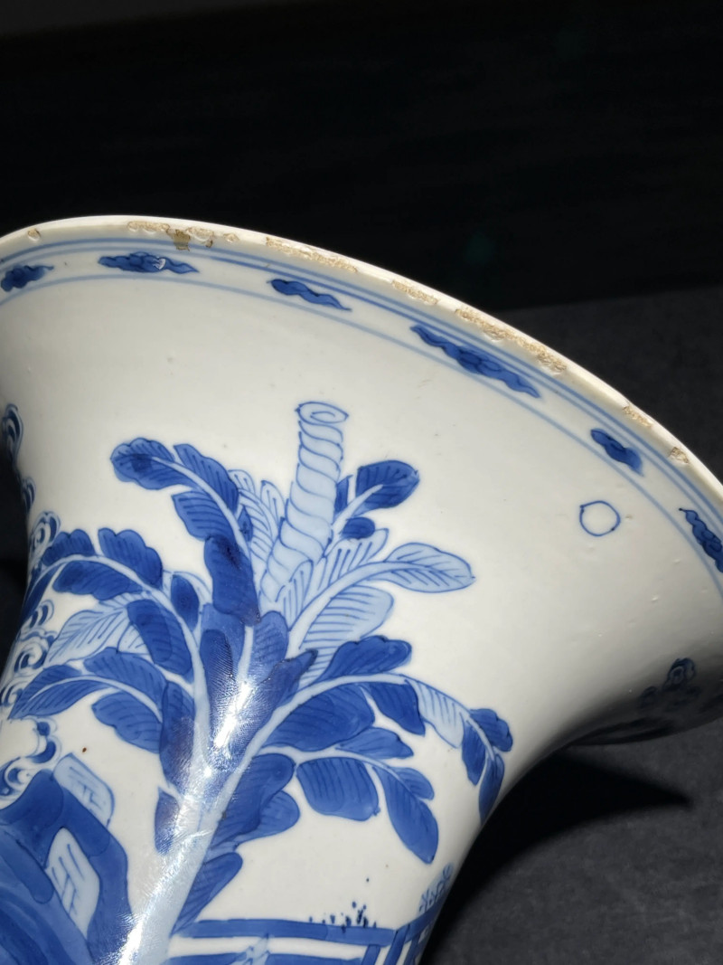 清康熙 青花人物纹凤尾尊 - 图16