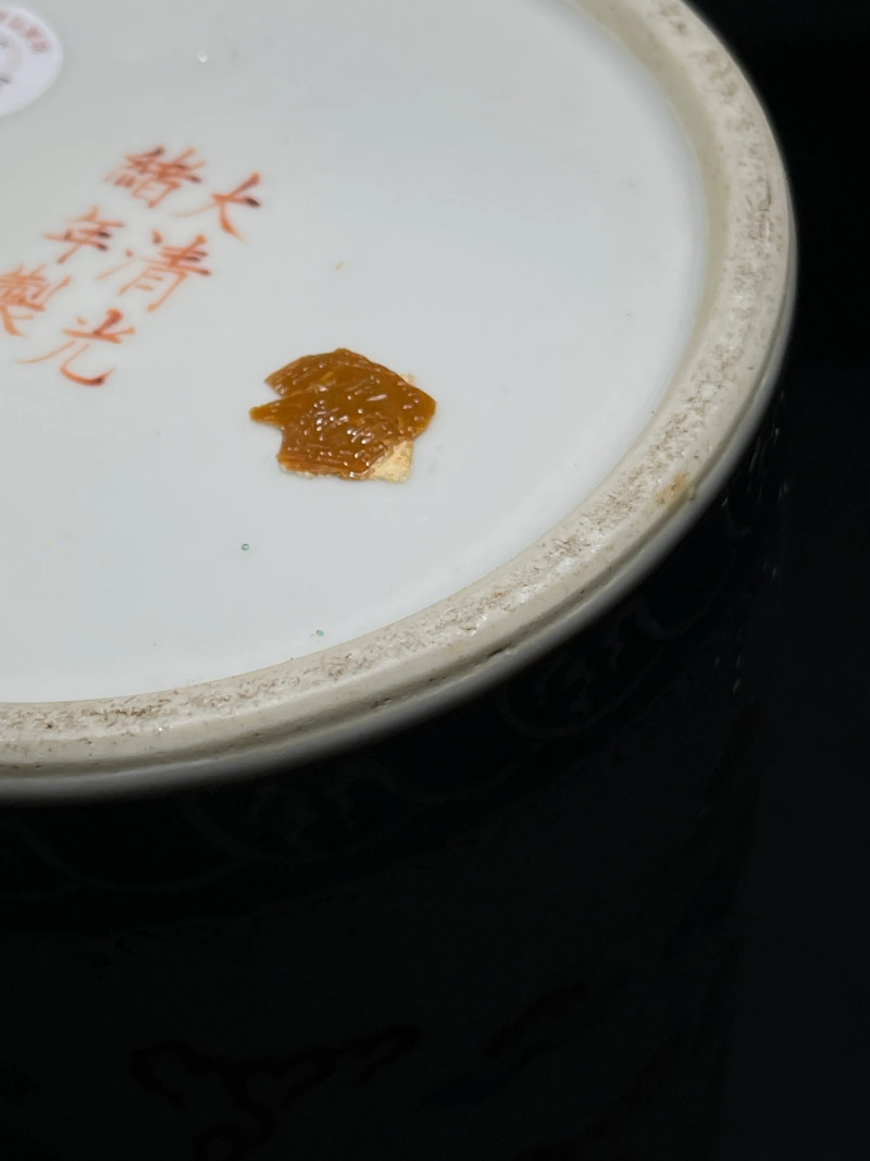 清光绪 粉彩苍龙教子纹帽筒 - 图16