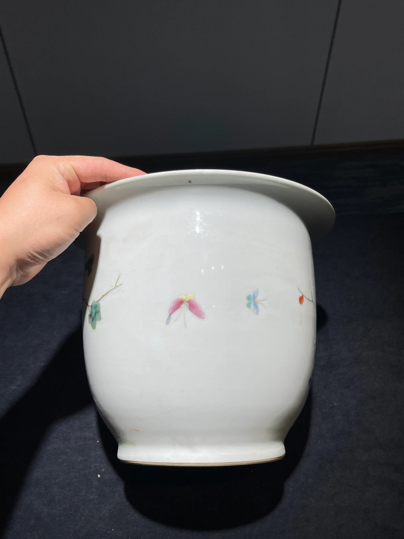 民国 粉彩双鹿纹花盆一对 - 图4