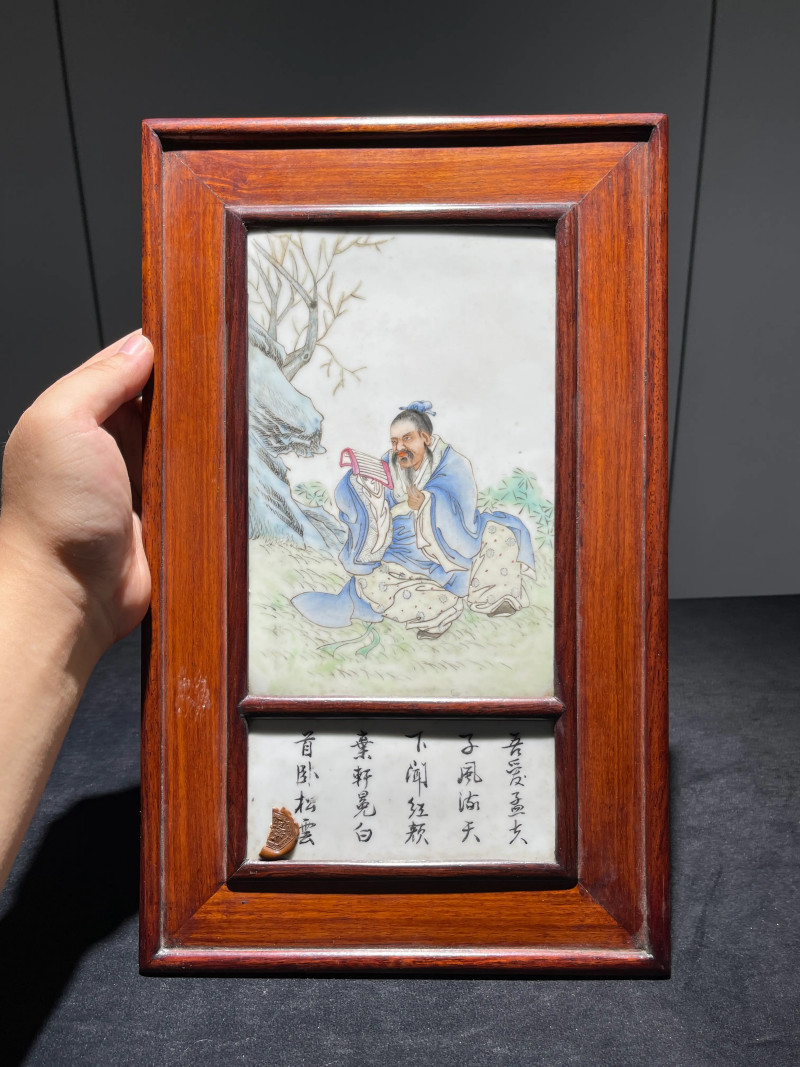 民国 粉彩人物纹瓷板一组四件 - 图14