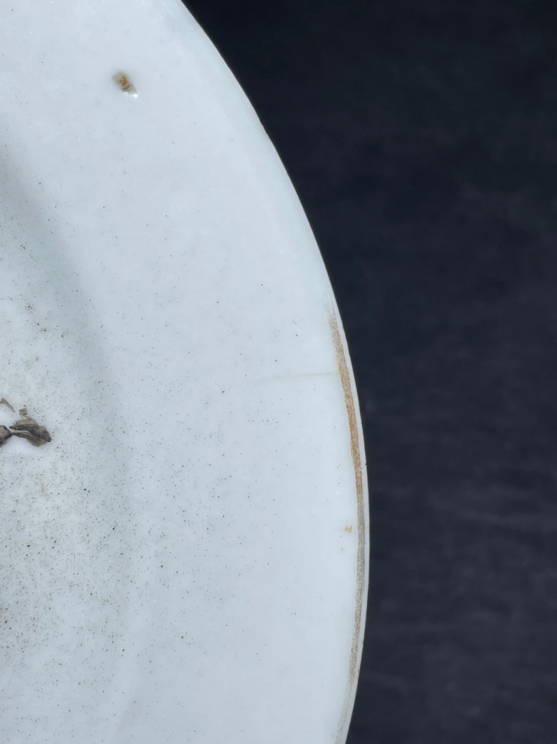 清代 黄慎风格墨彩踏雪寻梅图盘一对 - 图10