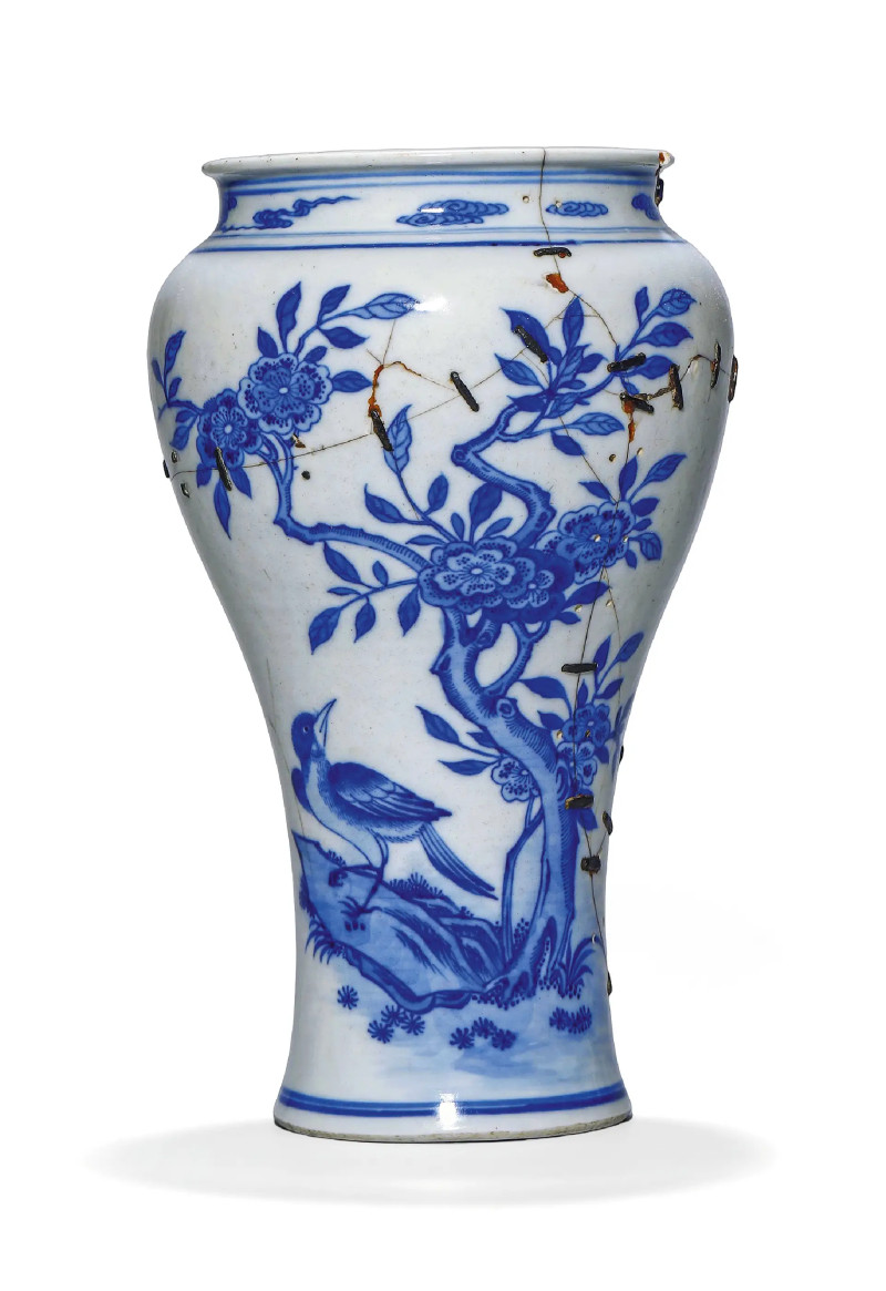 清乾隆 青花花鸟纹广口尊