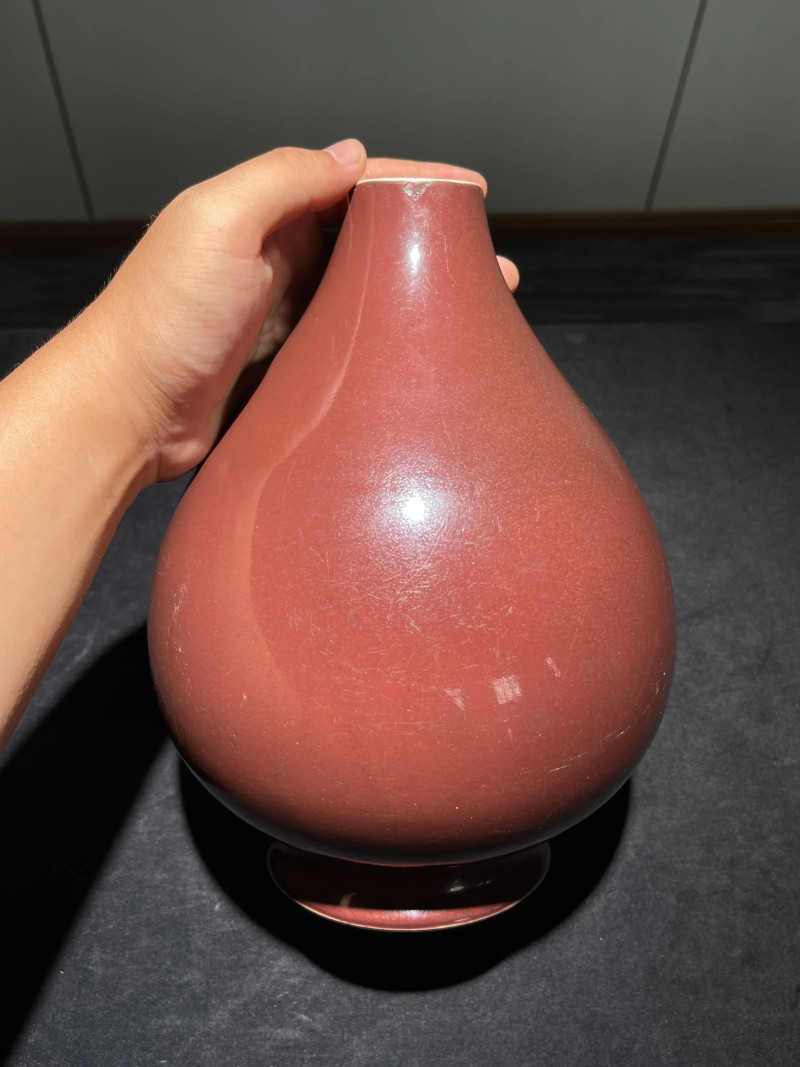 清乾隆 祭红釉玉壶春瓶 - 图3