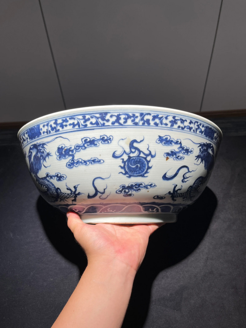 清晚期 青花龙纹大碗 - 图3
