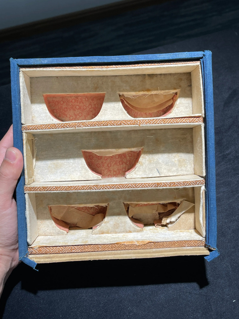 清康熙 青花鱼藻纹小杯一组五件 - 图33