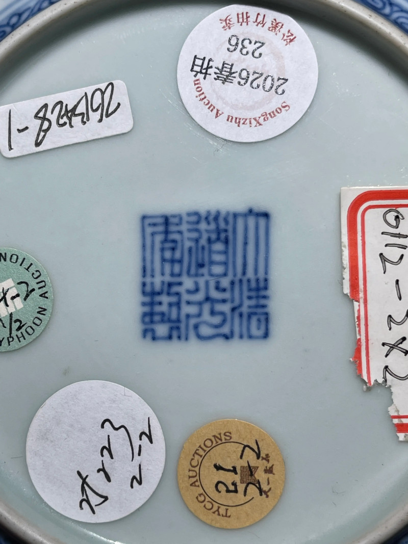清道光 青花缠枝莲纹盘一对 - 图6