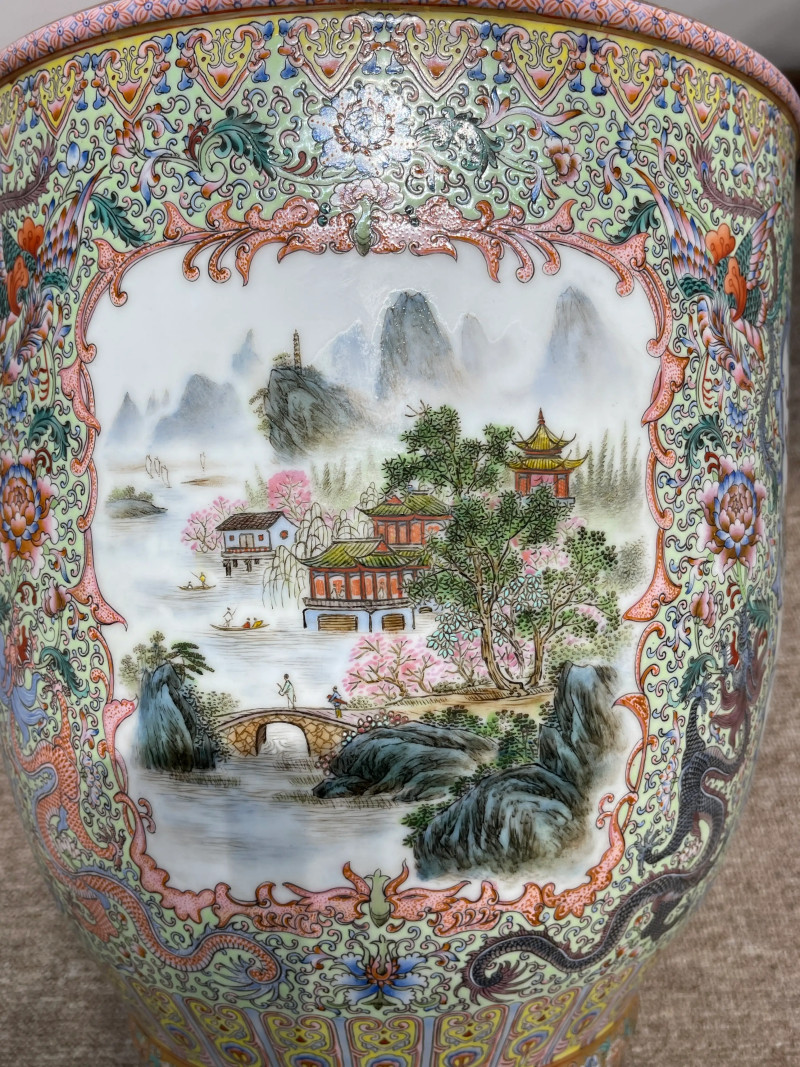解放初 重工粉彩人物故事纹大瓶 - 图6