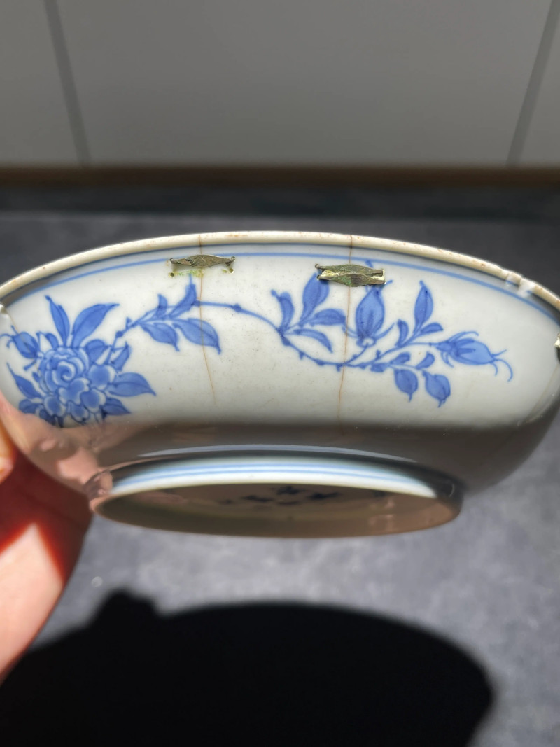 清康熙 青花花鸟纹盘 - 图12