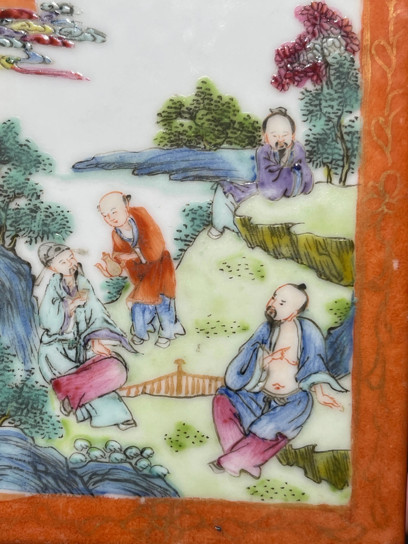 清嘉庆 粉彩神仙人物纹笔筒 - 图6