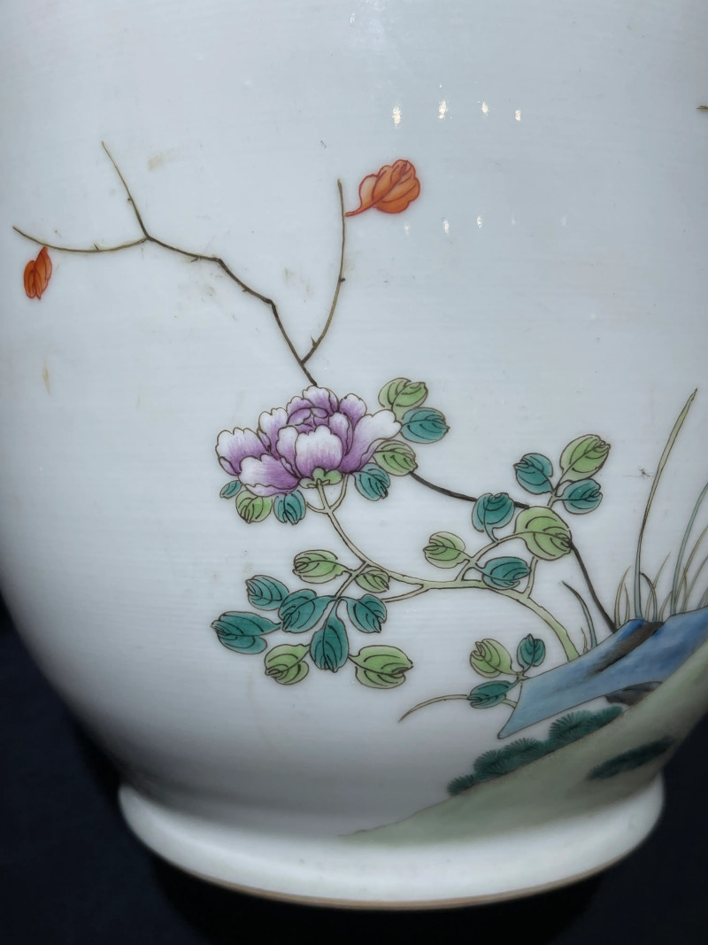 民国 粉彩双鹿纹花盆一对 - 图5