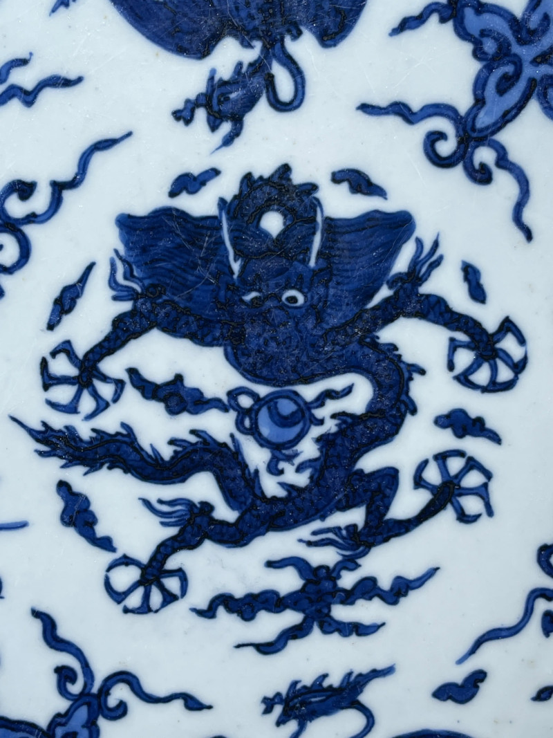 明晚期 青花龙纹瓷板 - 图3