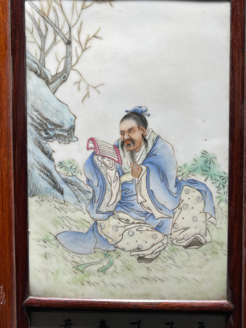 民国 粉彩人物纹瓷板一组四件 - 图15