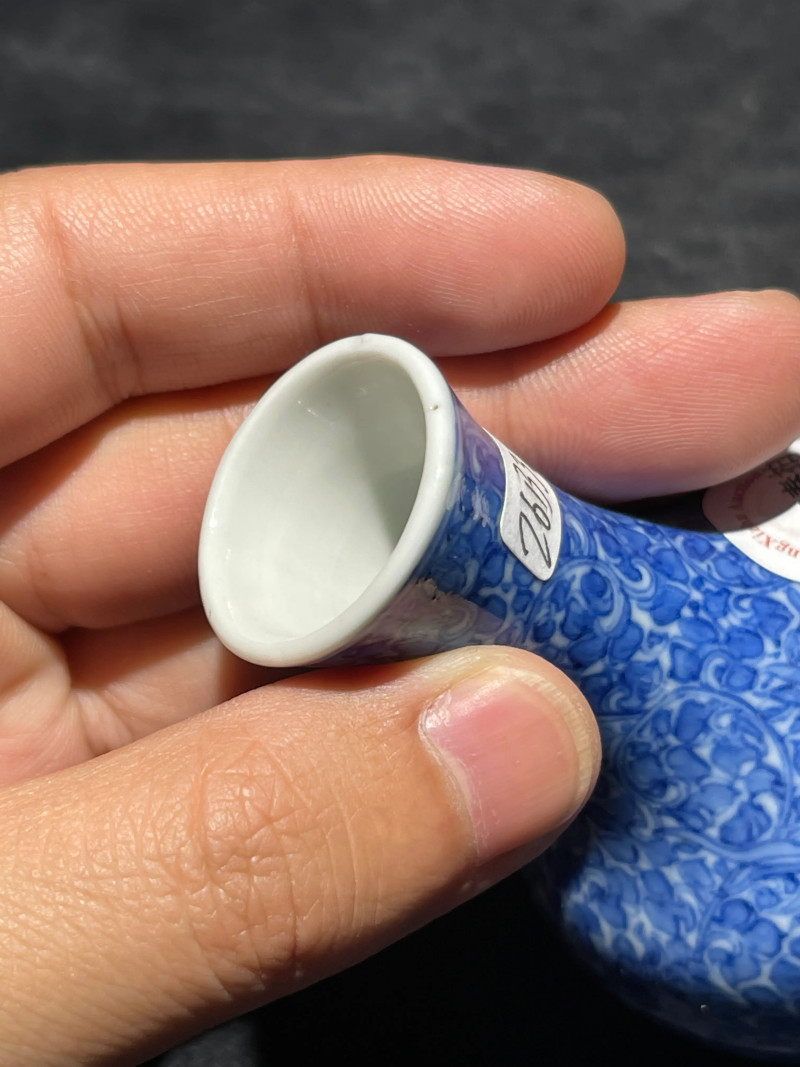 清晚期 青花花卉纹小天球瓶一对 - 图6
