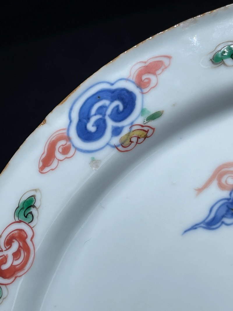 明天启 青花五彩弥勒纹盘 - 图6