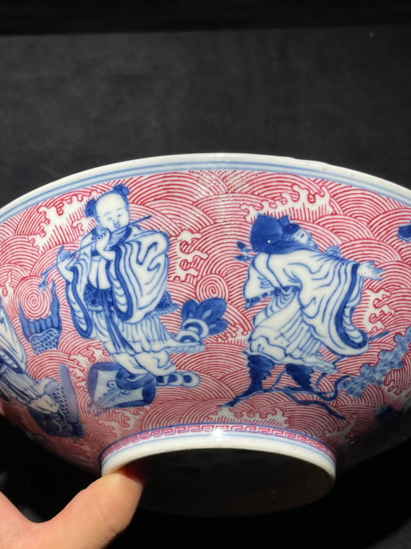 清光绪 青花胭脂彩八仙纹大碗 - 图6