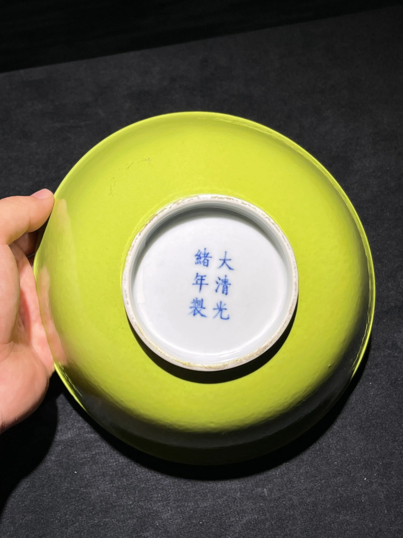 清光绪 湖水绿釉碗 - 图2