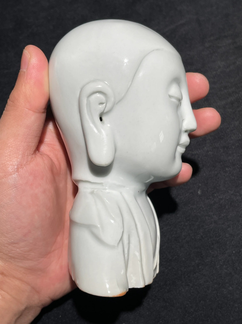 清代 白釉佛头瓷塑 - 图6