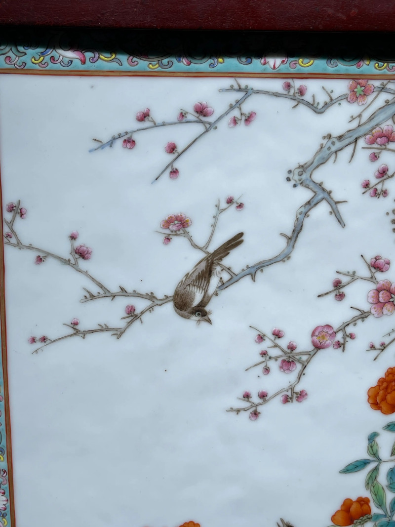 民国 粉彩花鸟纹瓷板 - 图3