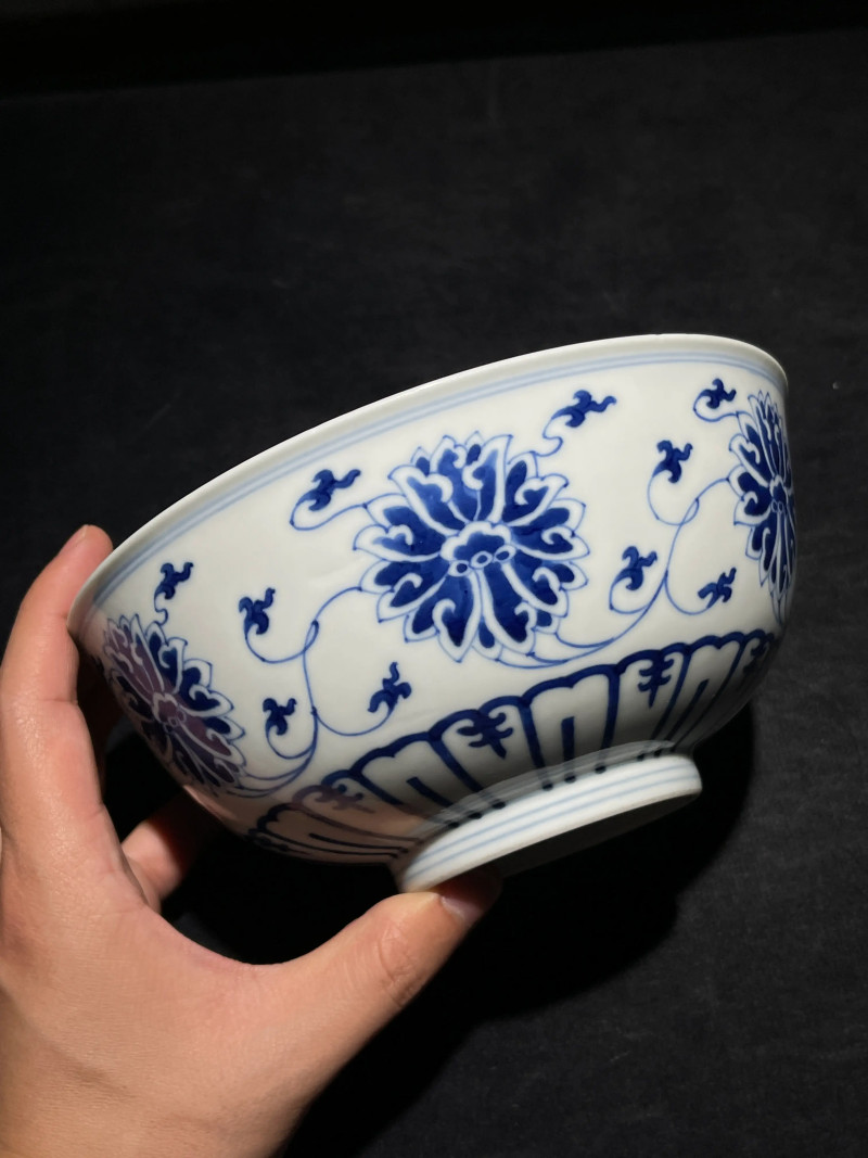 清光绪 青花缠枝莲纹碗 - 图2